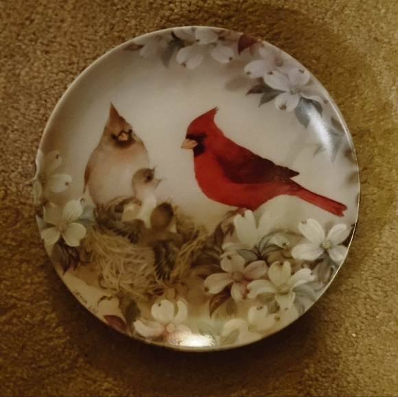 1989 LENA LIU CARDINALS BIRDS MORNING SERENADE PORCELAIN PLATE! ☆☆ 3 For $30☆☆ - Picture 1 of 5
